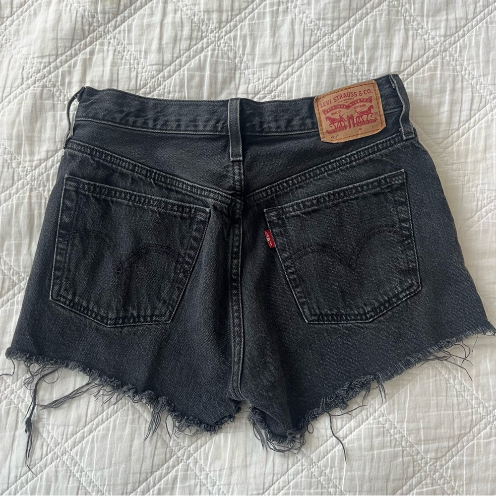 Levi 501 black denim shorts